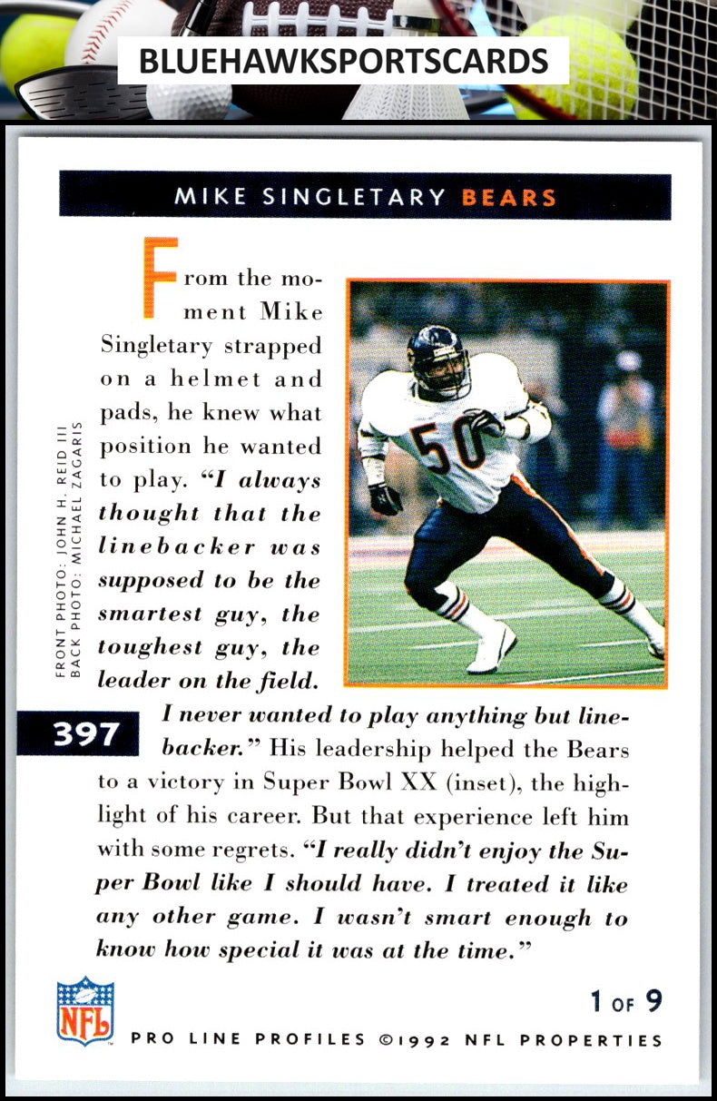 1992 Pro Line Profiles #397 Mike Singletary