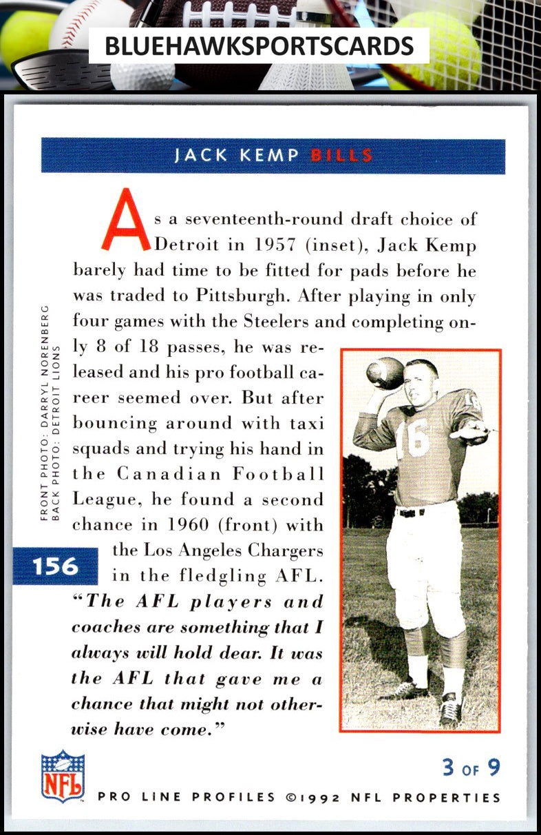 1992 Pro Line Profiles #156 Jack Kemp