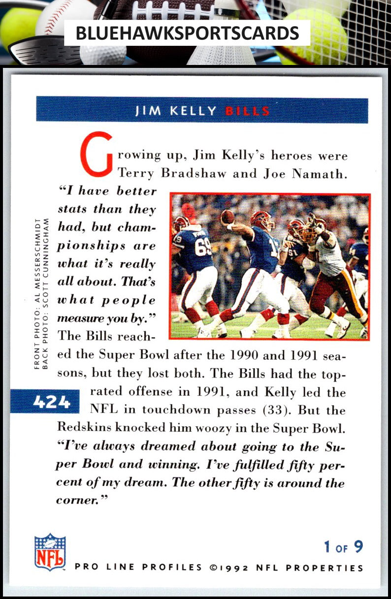 1992 Pro Line Profiles #424 Jim Kelly