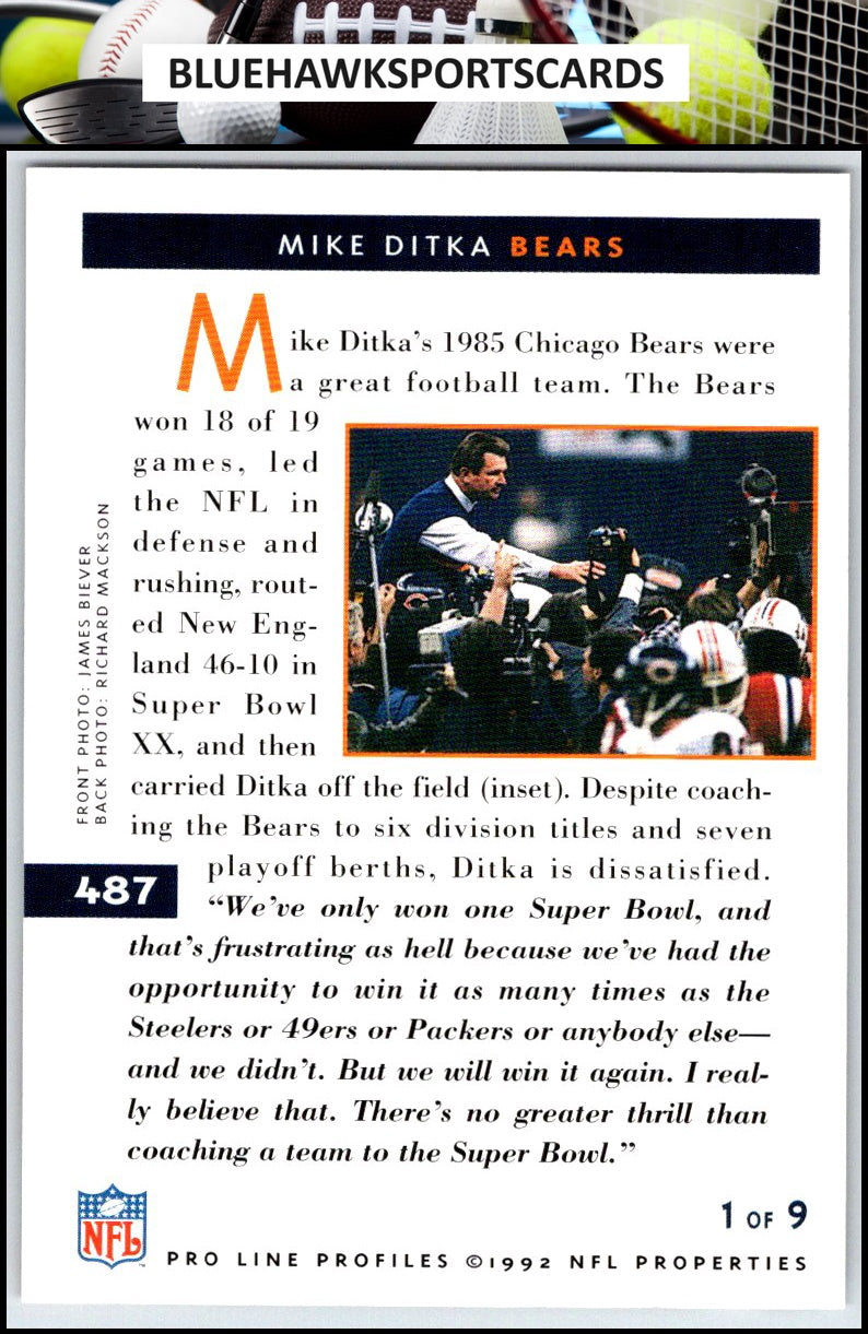 1992 Pro Line Profiles #487 Mike Ditka