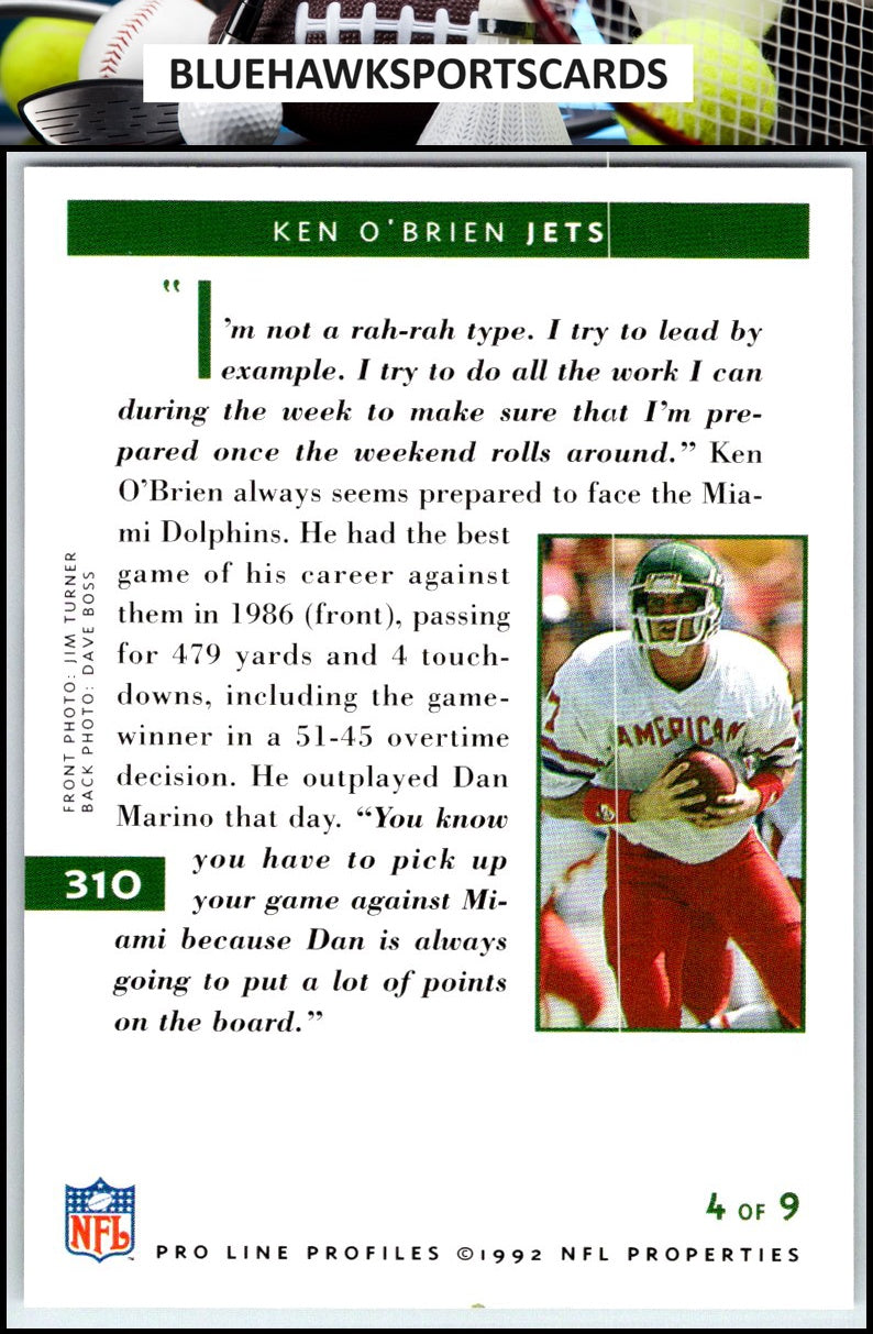 1992 Pro Line Profiles #310 Ken O'Brien