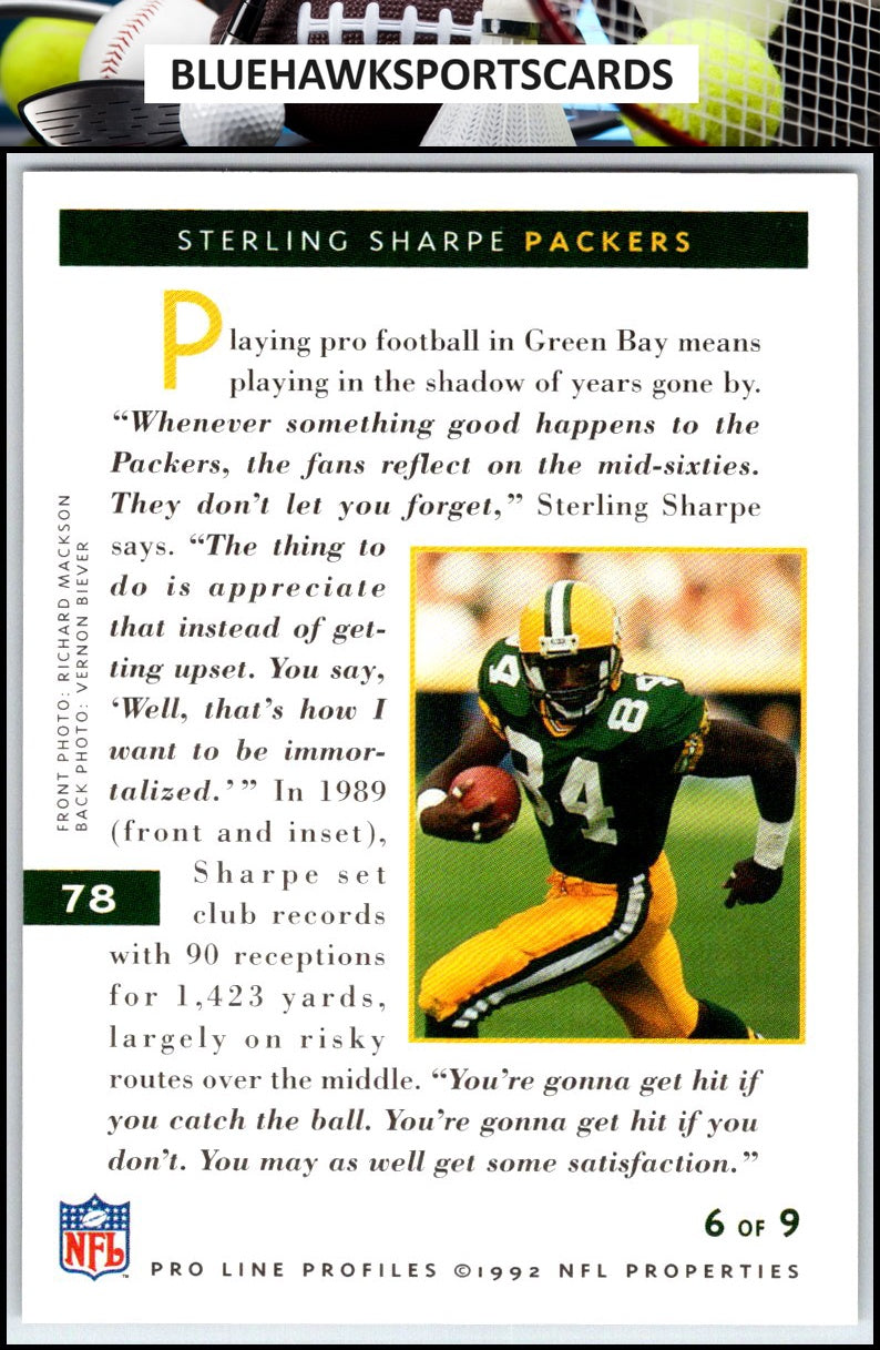 1992 Pro Line Profiles #78 Sterling Sharpe