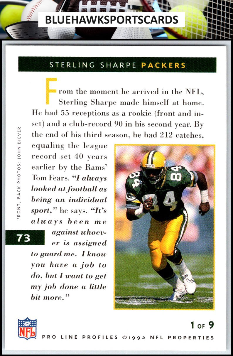1992 Pro Line Profiles #73 Sterling Sharpe