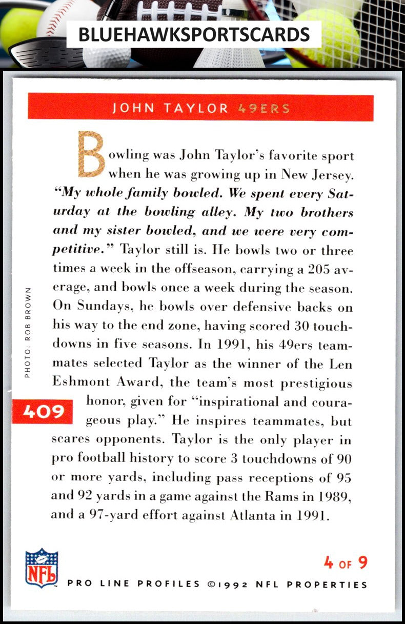 1992 Pro Line Profiles #409 John Taylor