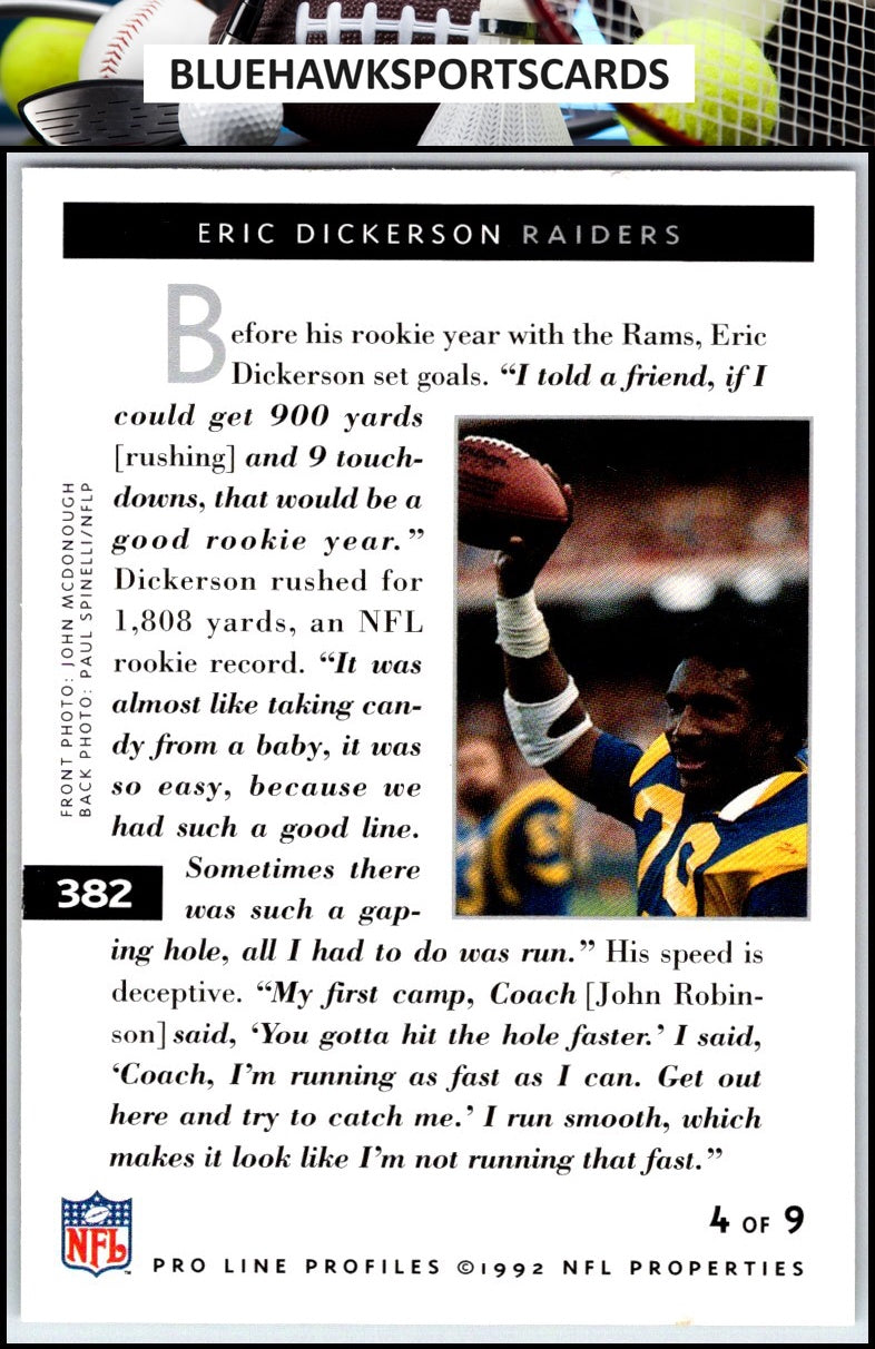 1992 Pro Line Profiles #382 Eric Dickerson