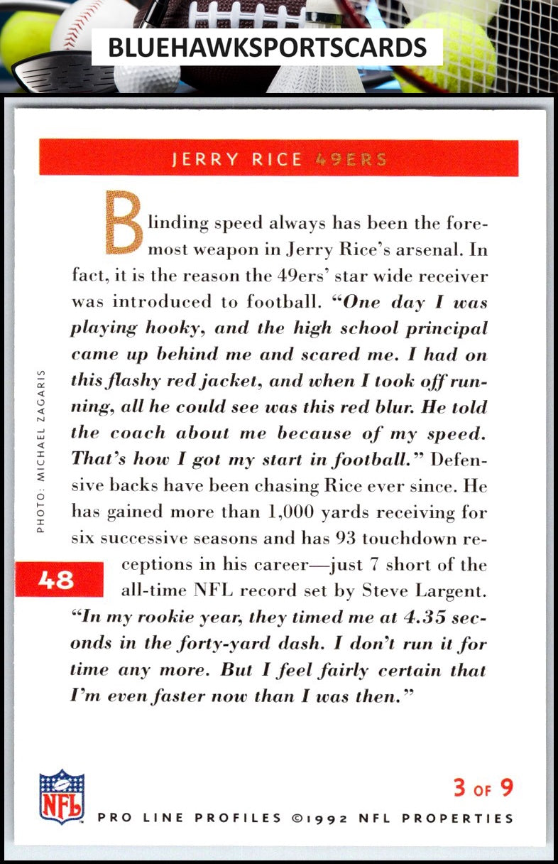1992 Pro Line Profiles #48 Jerry Rice