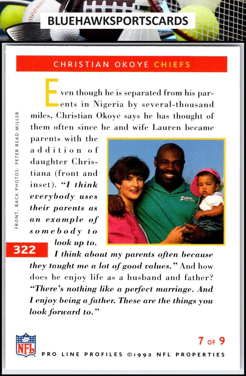 1992 Pro Line Profiles #322 Christian Okoye