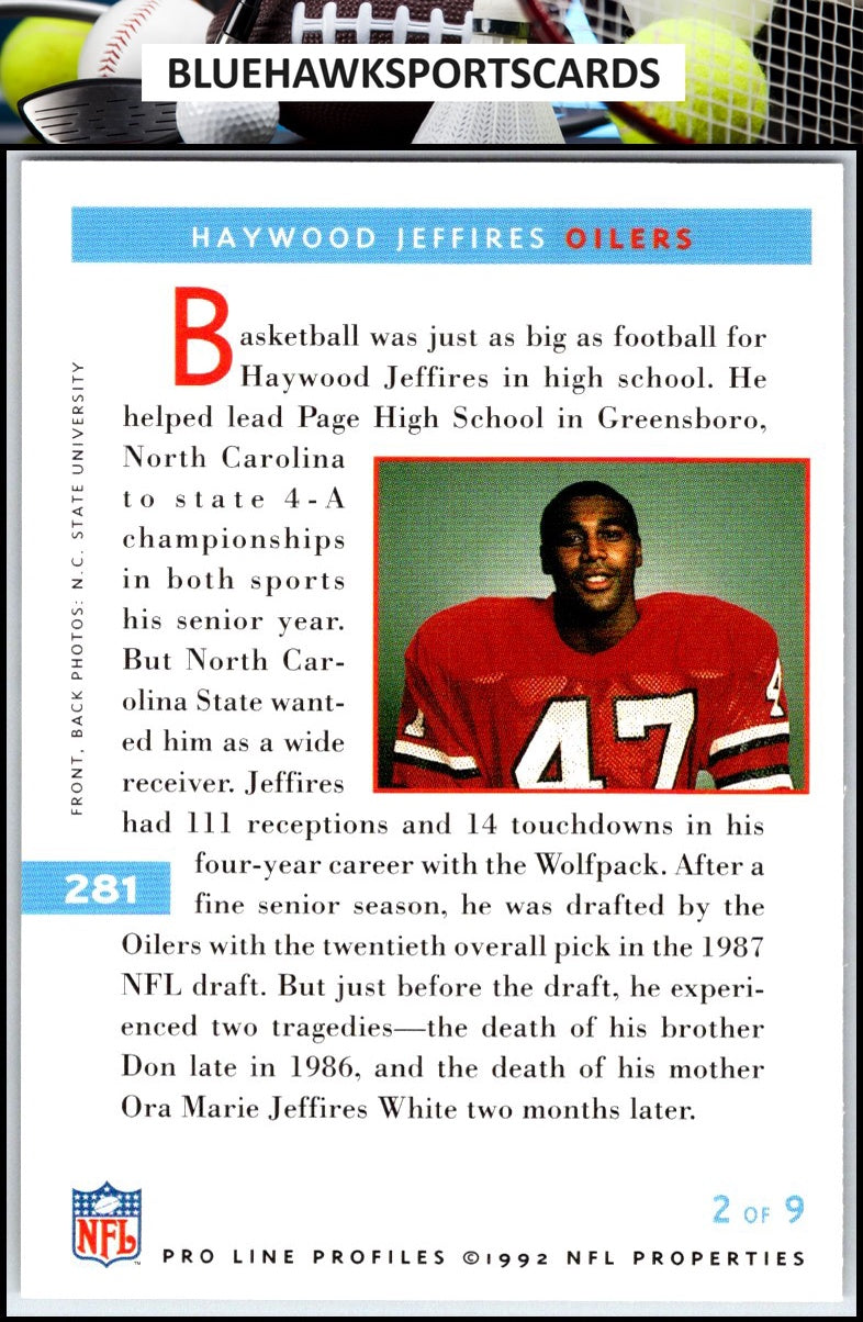 1992 Pro Line Profiles #281 Haywood Jeffires