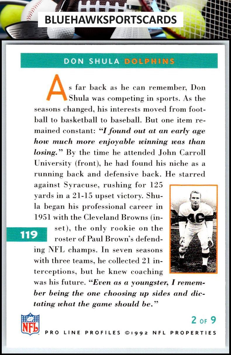 1992 Pro Line Profiles #119 Don Shula