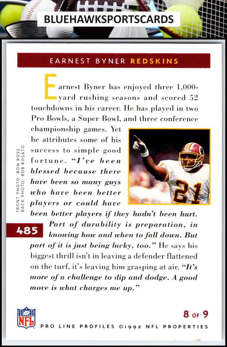 1992 Pro Line Profiles #485 Earnest Byner