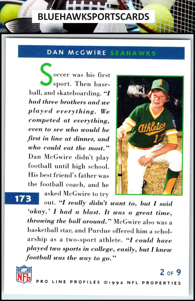 1992 Pro Line Profiles #173 Dan McGwire