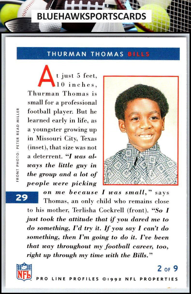 1992 Pro Line Profiles #29 Thurman Thomas