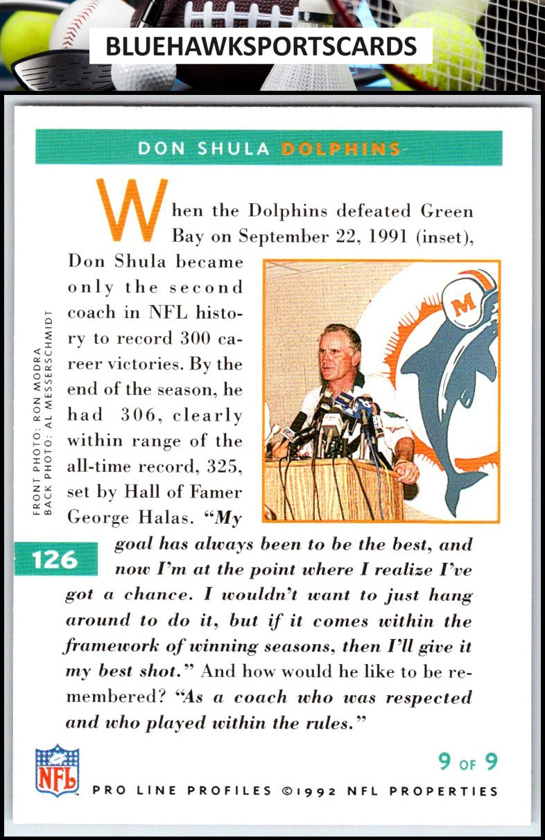 1992 Pro Line Profiles #126 Don Shula