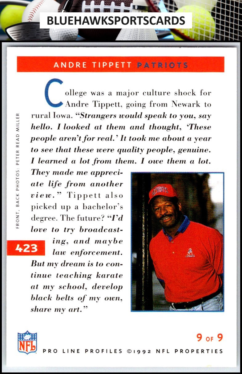 1992 Pro Line Profiles #423 Andre Tippett