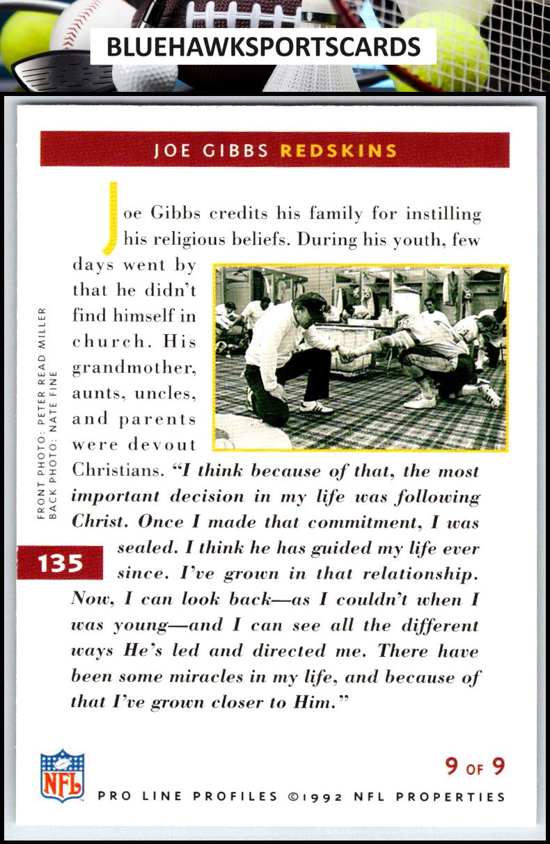 1992 Pro Line Profiles #135 Joe Gibbs