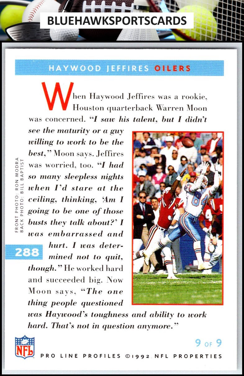 1992 Pro Line Profiles #288 Haywood Jeffires