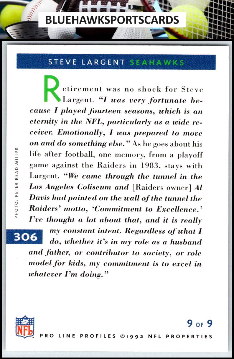 1992 Pro Line Profiles #306 Steve Largent