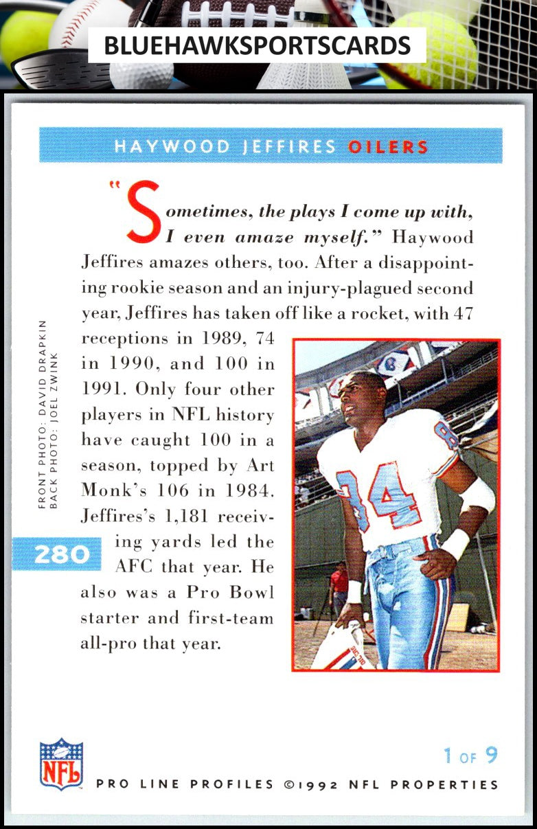 1992 Pro Line Profiles #280 Haywood Jeffires