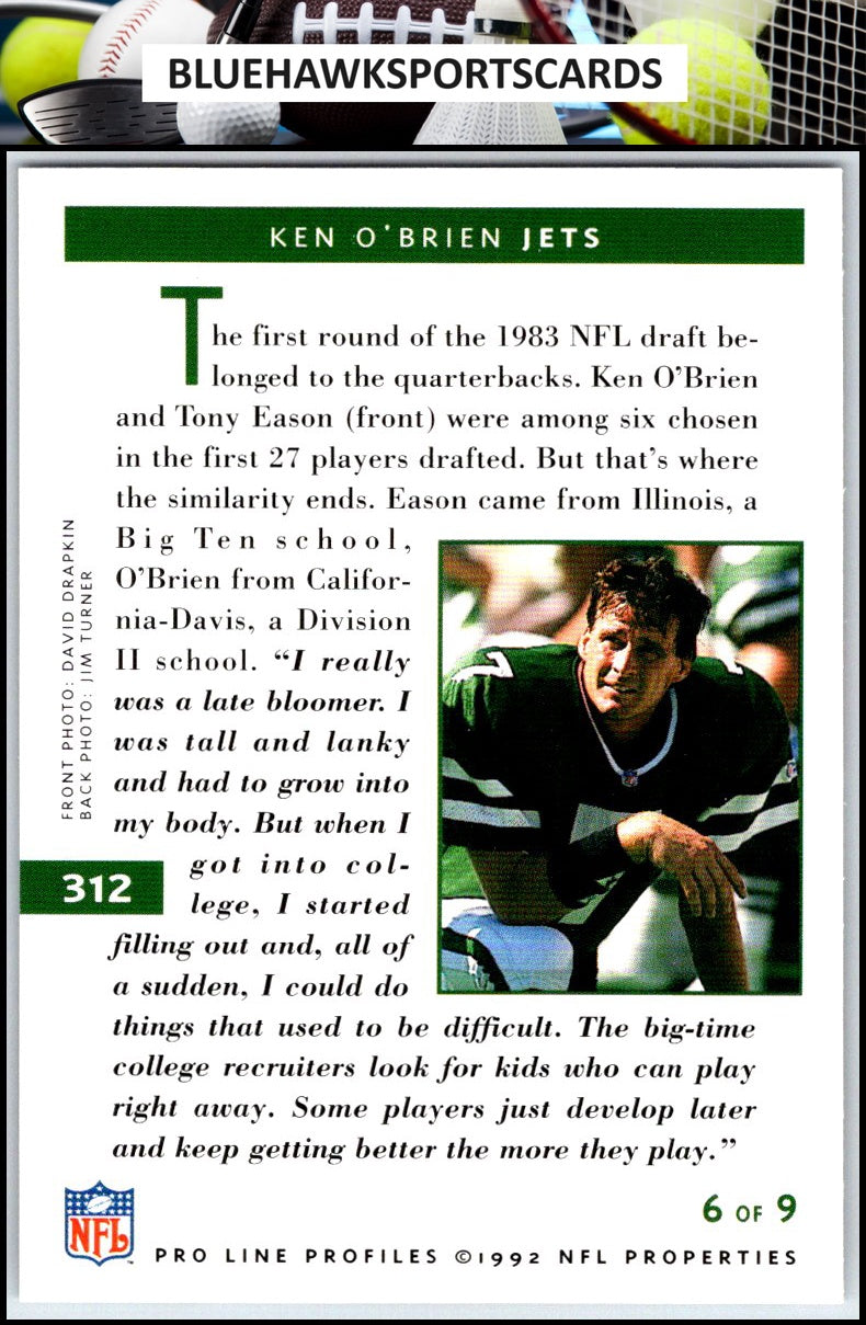 1992 Pro Line Profiles #312 Ken O'Brien