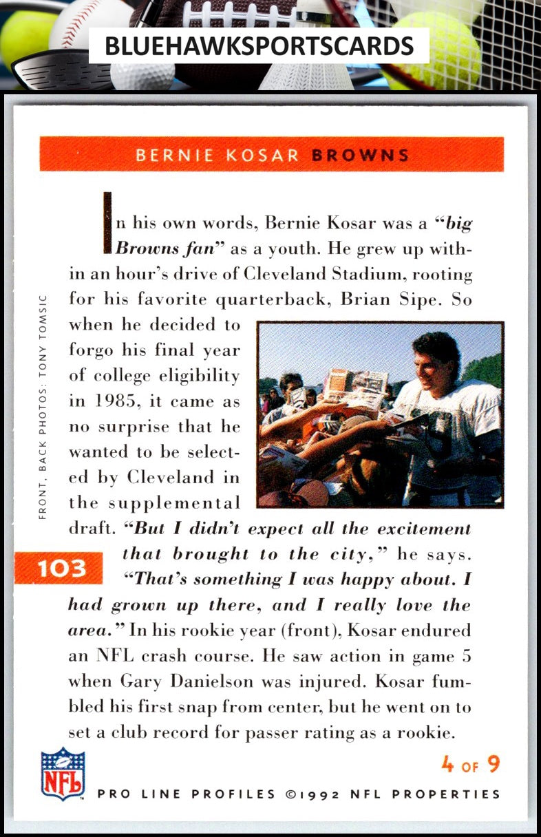 1992 Pro Line Profiles #103 Bernie Kosar