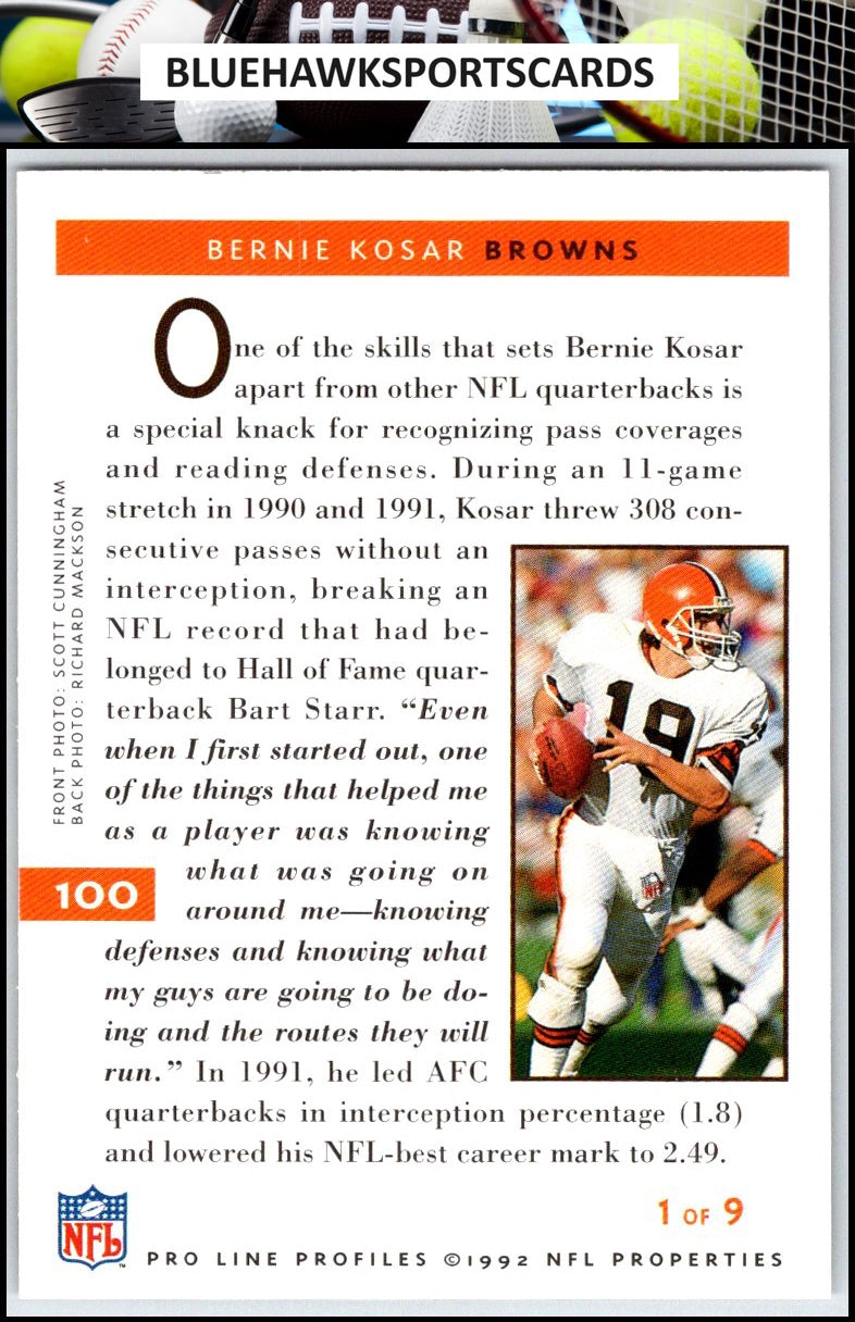 1992 Pro Line Profiles #100 Bernie Kosar