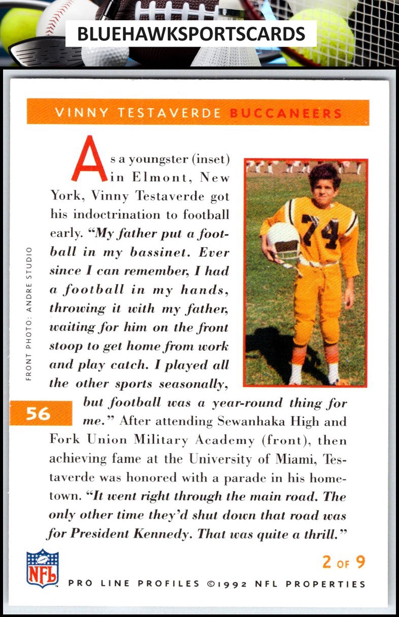 1992 Pro Line Profiles #56 Vinny Testaverde