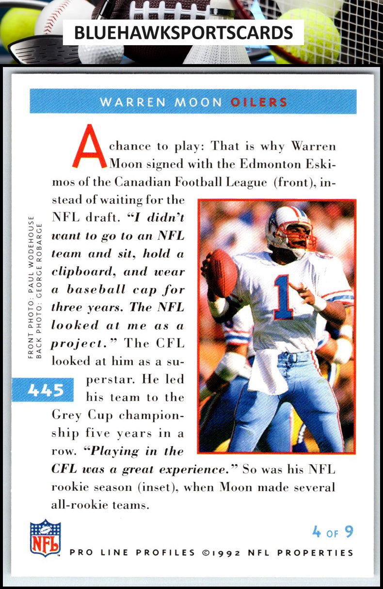 1992 Pro Line Profiles #445 Warren Moon