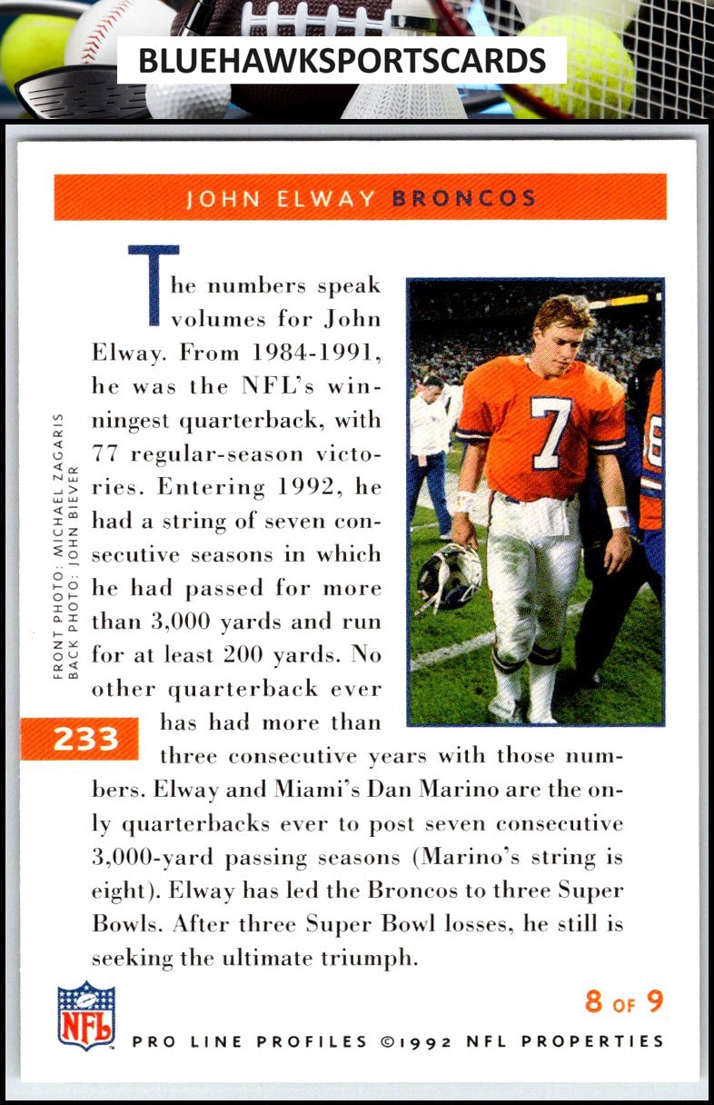 1992 Pro Line Profiles #233 John Elway