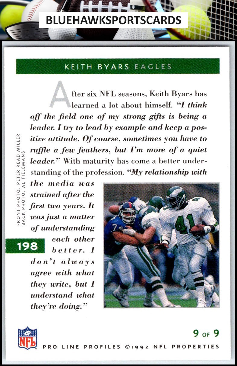 1992 Pro Line Profiles #198 Keith Byars