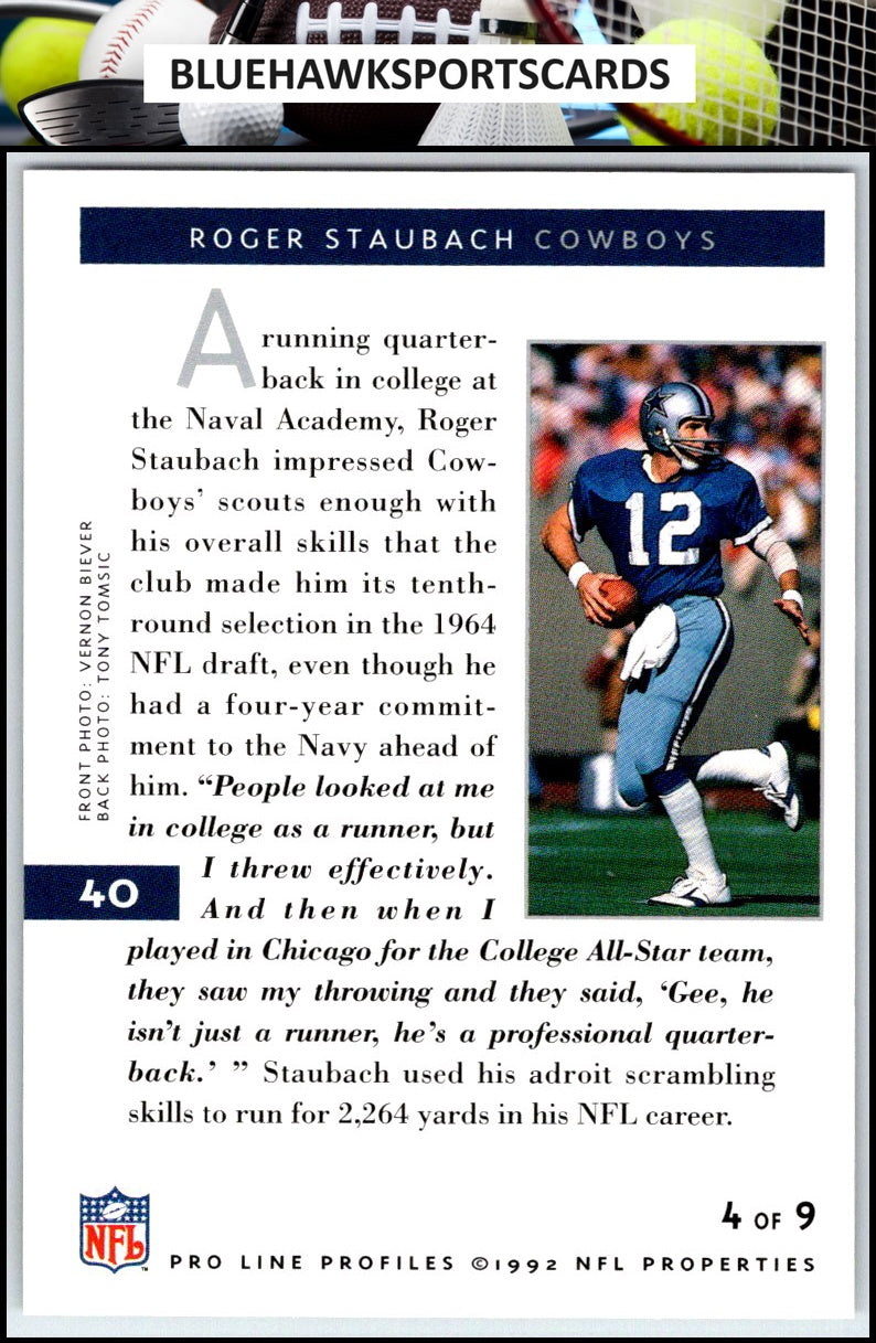 1992 Pro Line Profiles #40 Roger Staubach