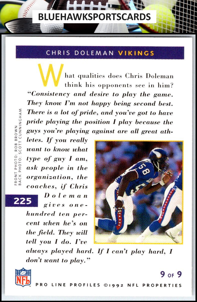1992 Pro Line Profiles #225 Chris Doleman