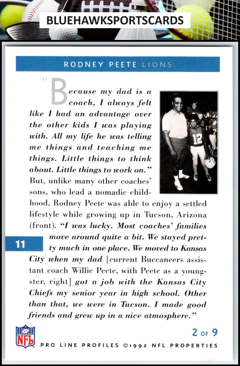 1992 Pro Line Profiles #11 Rodney Peete