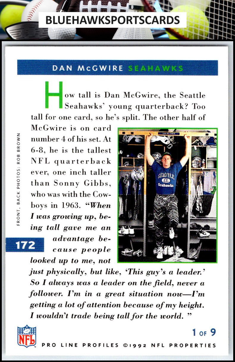 1992 Pro Line Profiles #172 Dan McGwire