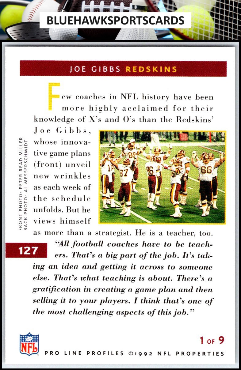 1992 Pro Line Profiles #127 Joe Gibbs