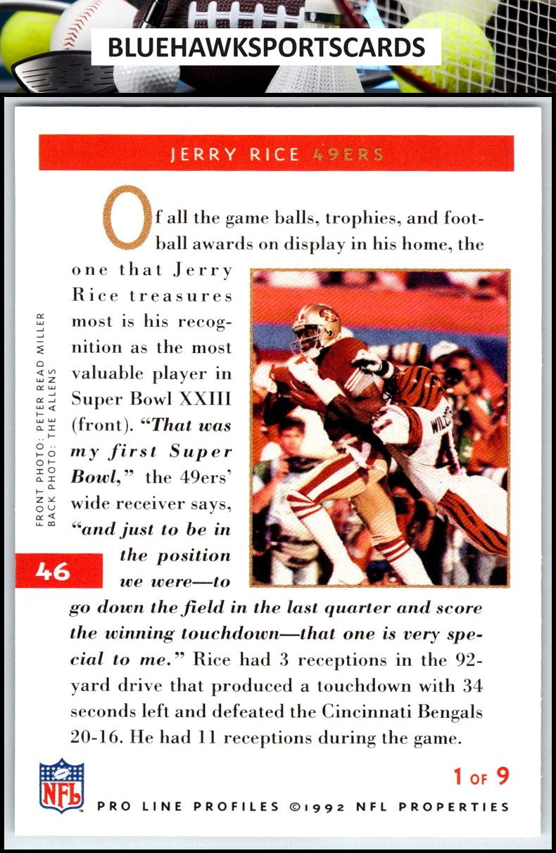 1992 Pro Line Profiles #46 Jerry Rice