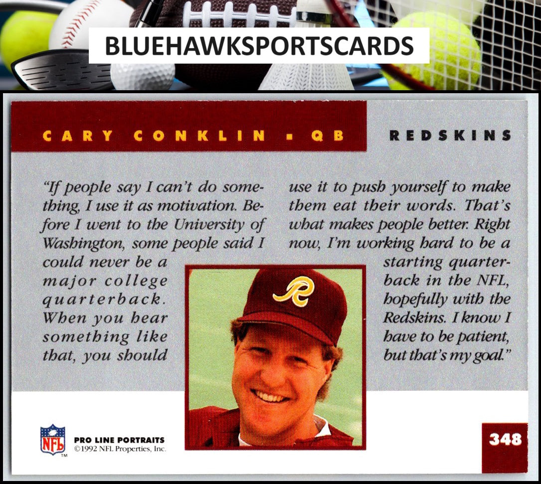 1992 Pro Line Portraits #348 Cary Conklin
