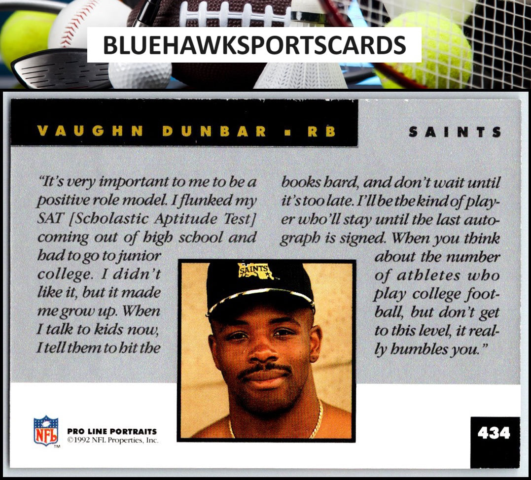1992 Pro Line Portraits #434 Vaughn Dunbar