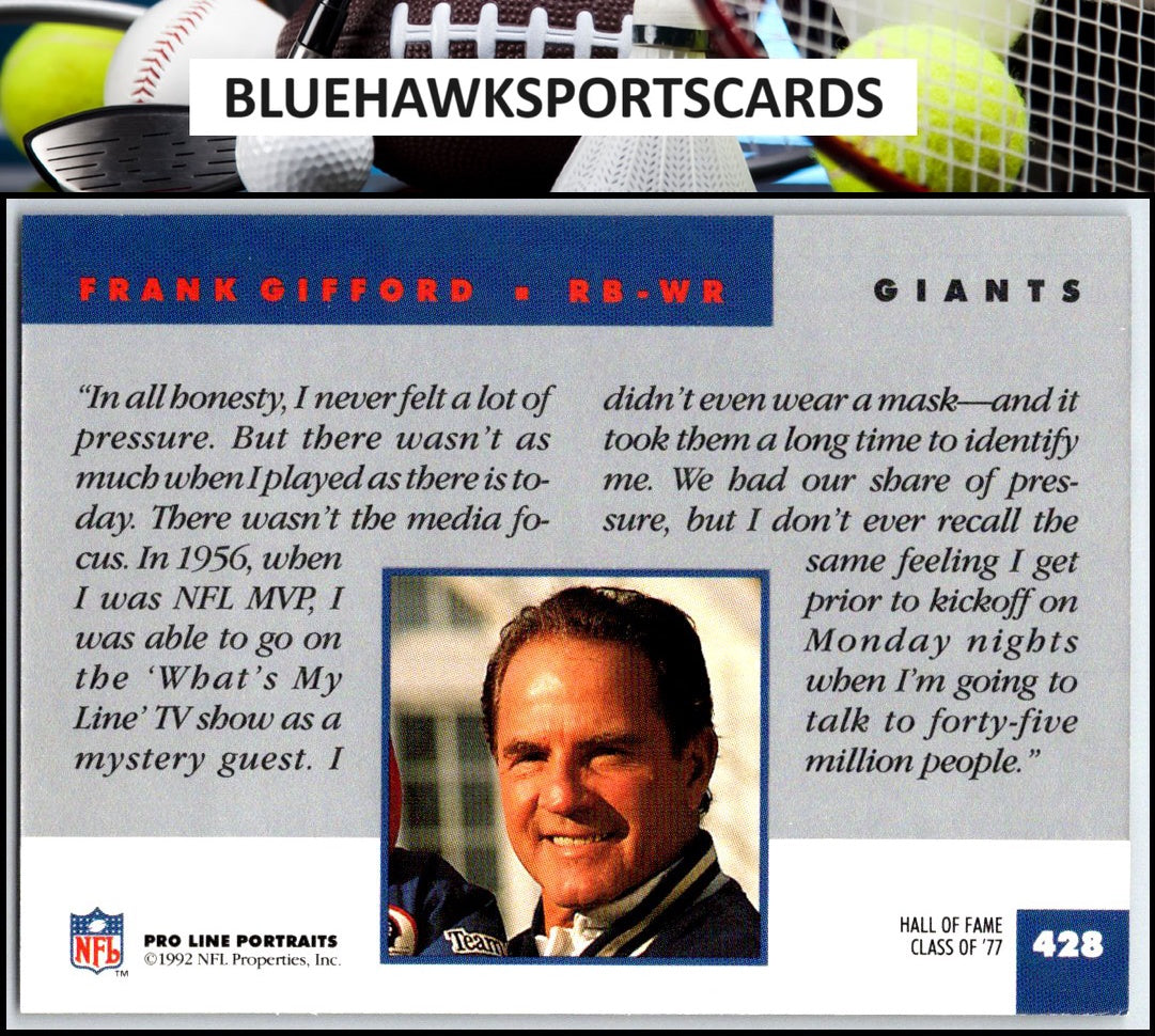 1992 Pro Line Portraits #428 Frank Gifford