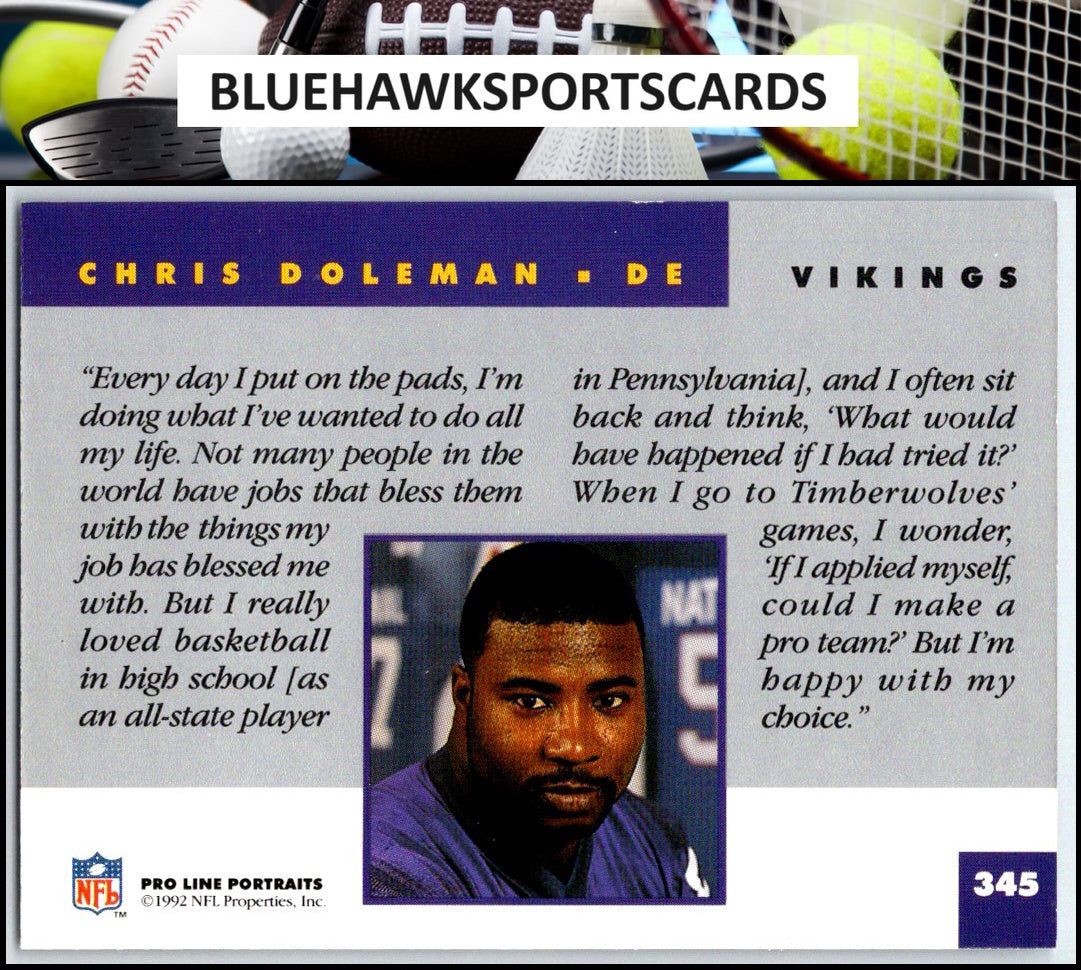 1992 Pro Line Portraits #345 Chris Doleman