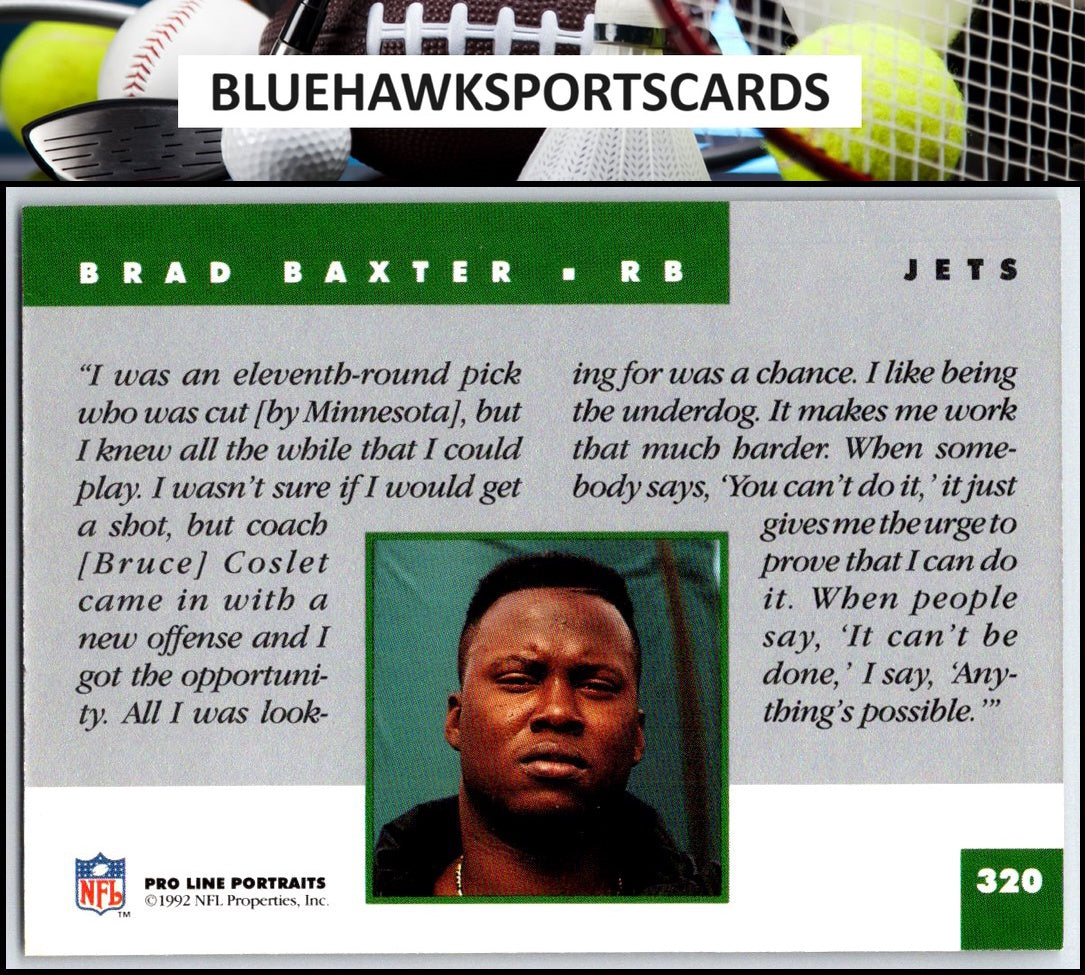 1992 Pro Line Portraits #320 Brad Baxter