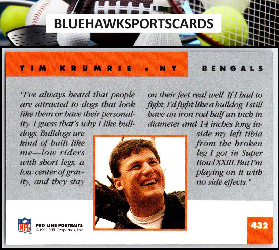 1992 Pro Line Portraits #432 Tim Krumrie