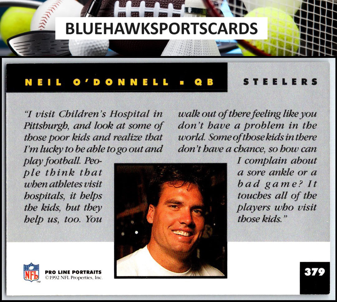 1992 Pro Line Portraits #379 Neil O'Donnell