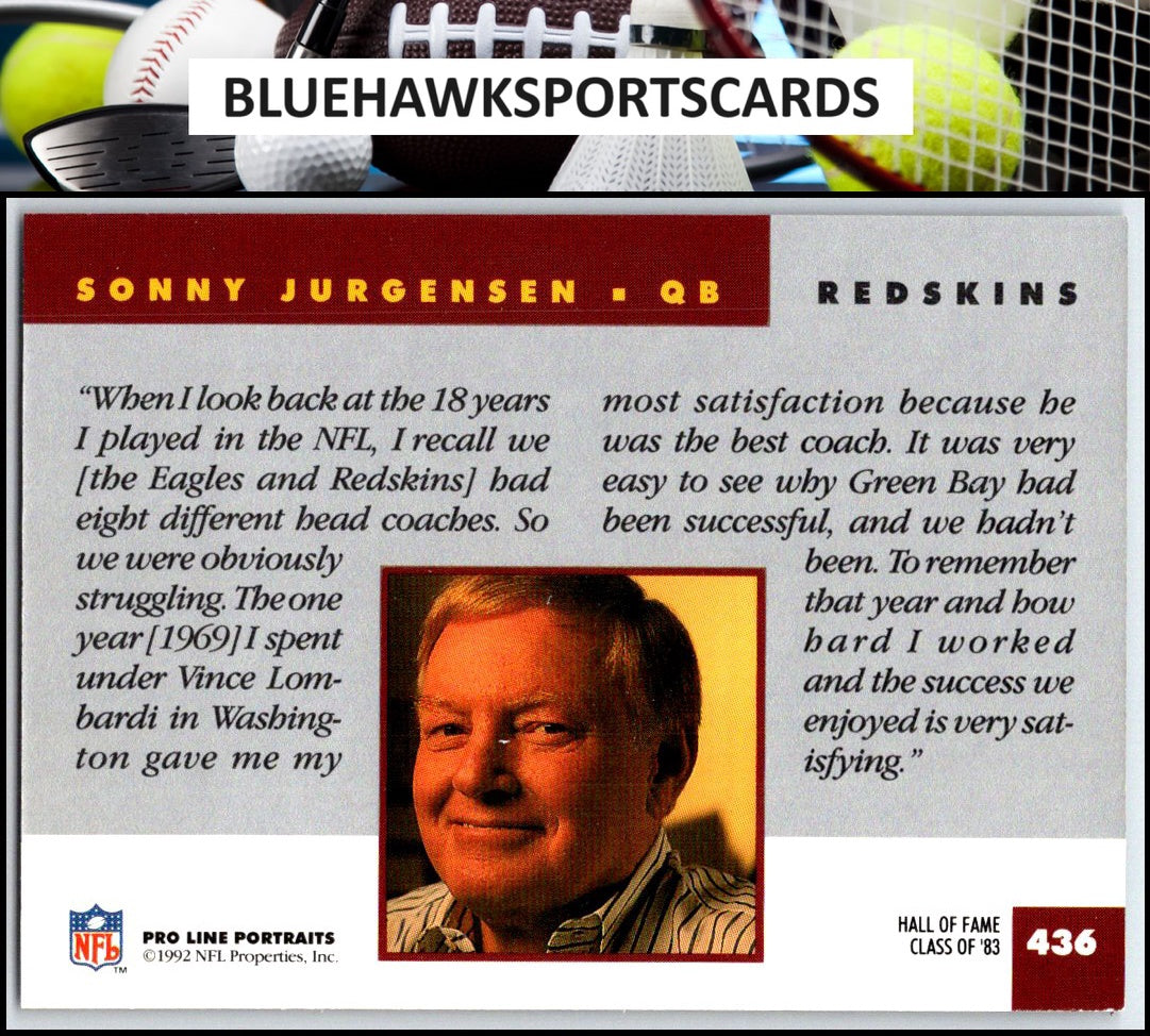 1992 Pro Line Portraits #436 Sonny Jurgensen