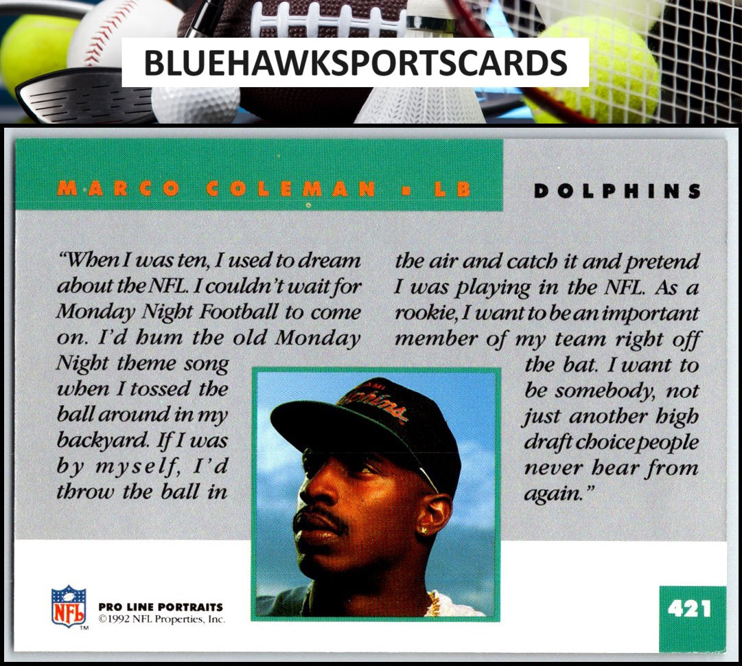1992 Pro Line Portraits #421 Marco Coleman