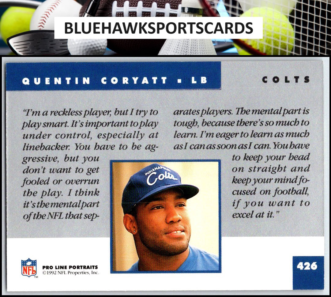 1992 Pro Line Portraits #426 Quentin Coryatt