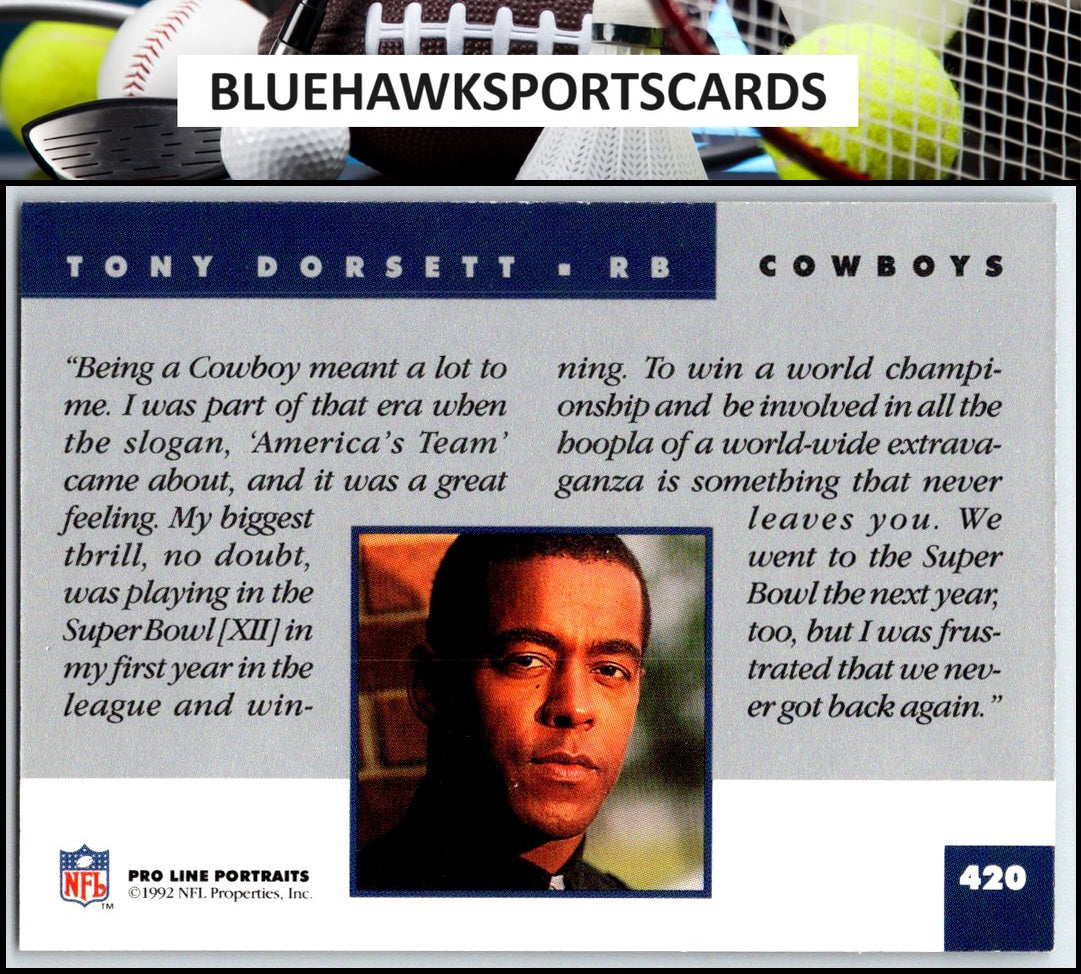 1992 Pro Line Portraits #420 Tony Dorsett