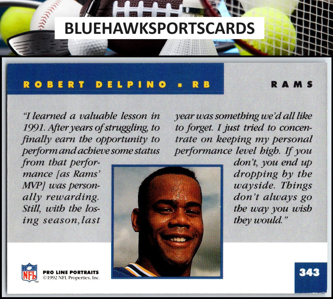 1992 Pro Line Portraits #343 Robert Delpino
