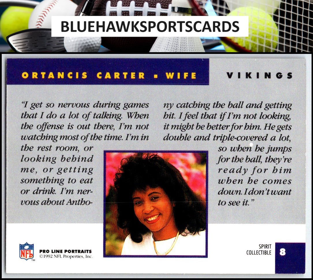 1992 Pro Line Portraits #8 Ortancis Carter Wives
