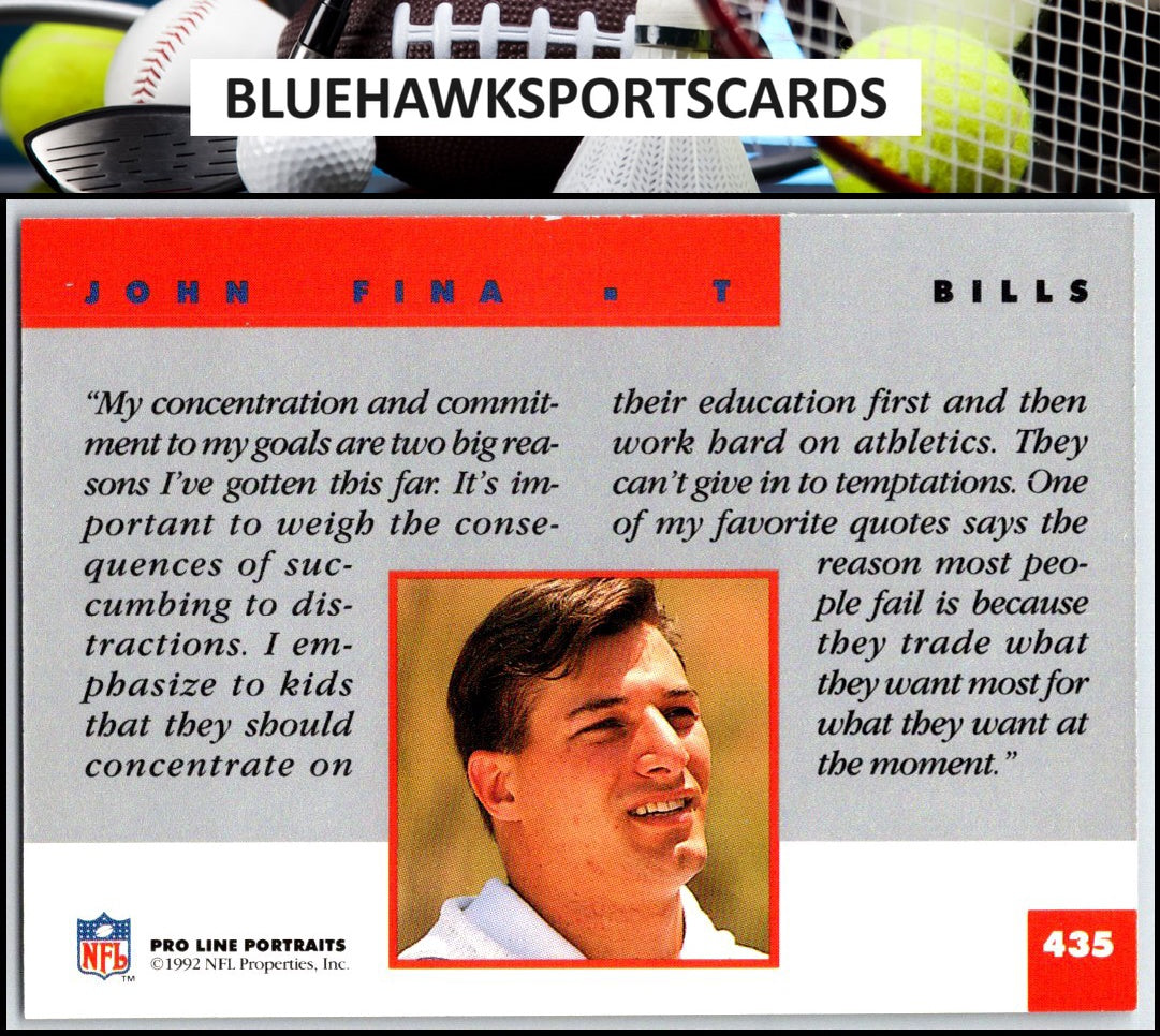 1992 Pro Line Portraits #435 John Fina