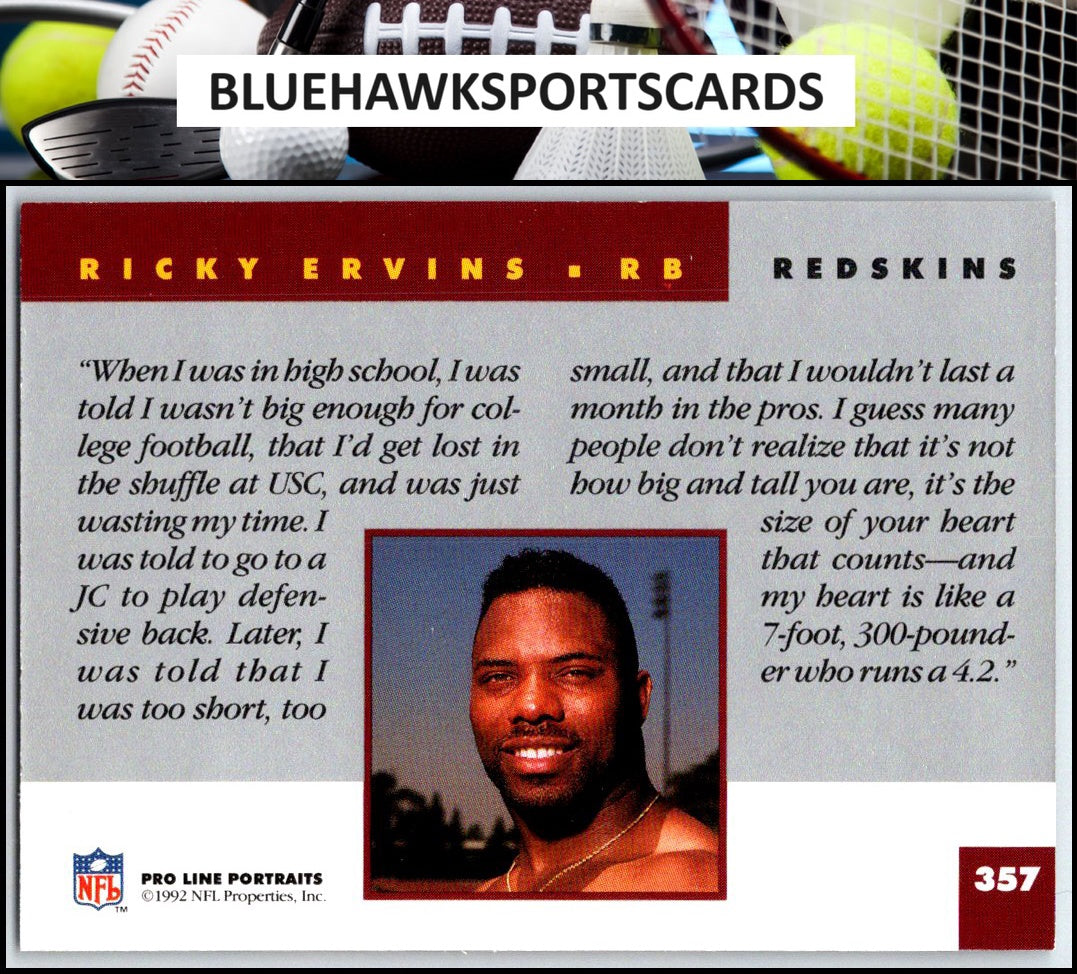 1992 Pro Line Portraits #357 Ricky Ervins